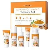 Vitamin C Hautpflege-Set mit Kurkuma für Frauen, Reise-Gesichtsroutine...
