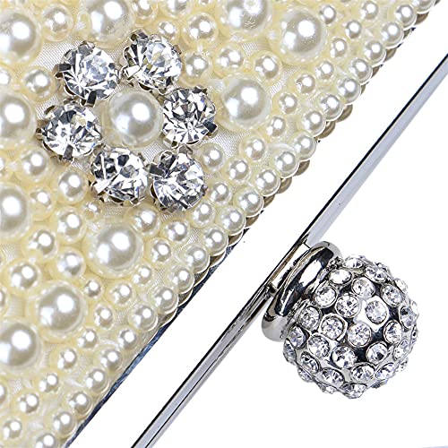 HMNS - Pochette da donna, con perle e pochette da