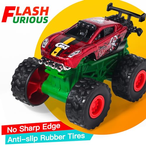KARMOUNT Mini Monster Trucks Set, Diecast Cars, Powerful Pull Back Cars - image 6