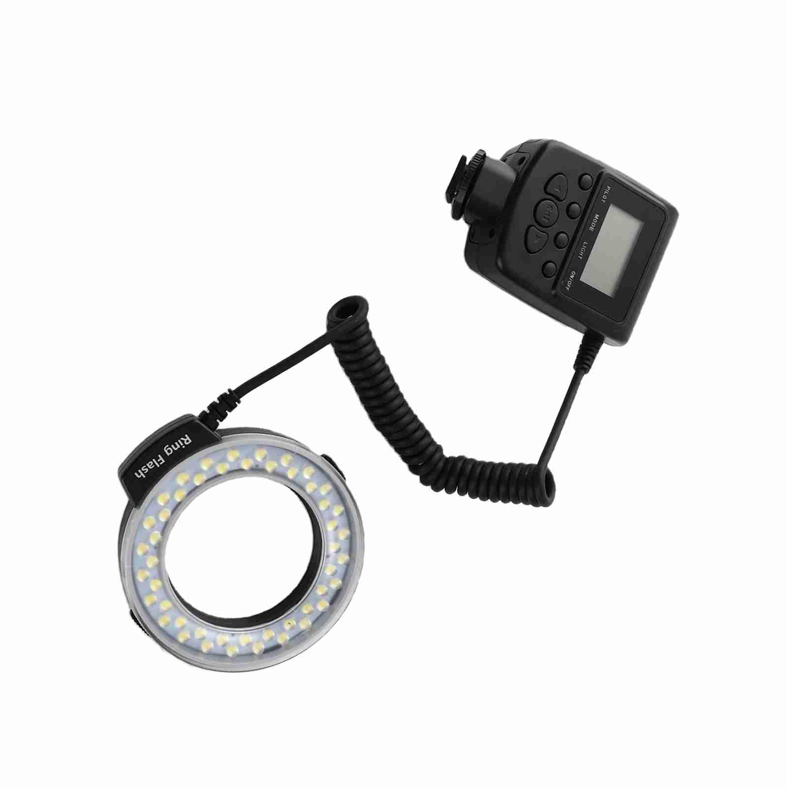 Fabater Przenośna Błyskowa LED na Baterie Światło Wypełniające z Filtrami Kolorowymi i 8 Adapterami do Fotografii, 48 Koralików 7 Poziomów Jasności 4 Tryby Błysku Kontroler LCD do Makrofotografii DSLR