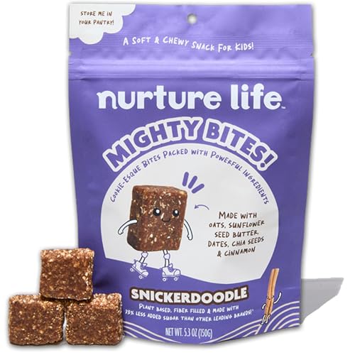 Image of Nurture Life Mighty Bites, Snickerdoodle, 1 Pack, Healthy Snacks for Kids & Toddlers Made with Oats, Chia Seeds, Dates, Chocolate Chips, Sunflower Seed Butter Plant Based, High Fiber, Low Sugar Snack