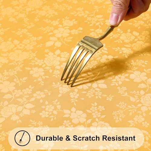 Image of Smiry Rectangle Table Cloth, Waterproof Heavy Duty Vinyl Tablecloths, Wipeable Washable Table Cover for Kitchen and Dining Room (Mustard Yellow, 60 inch X 84 inch)