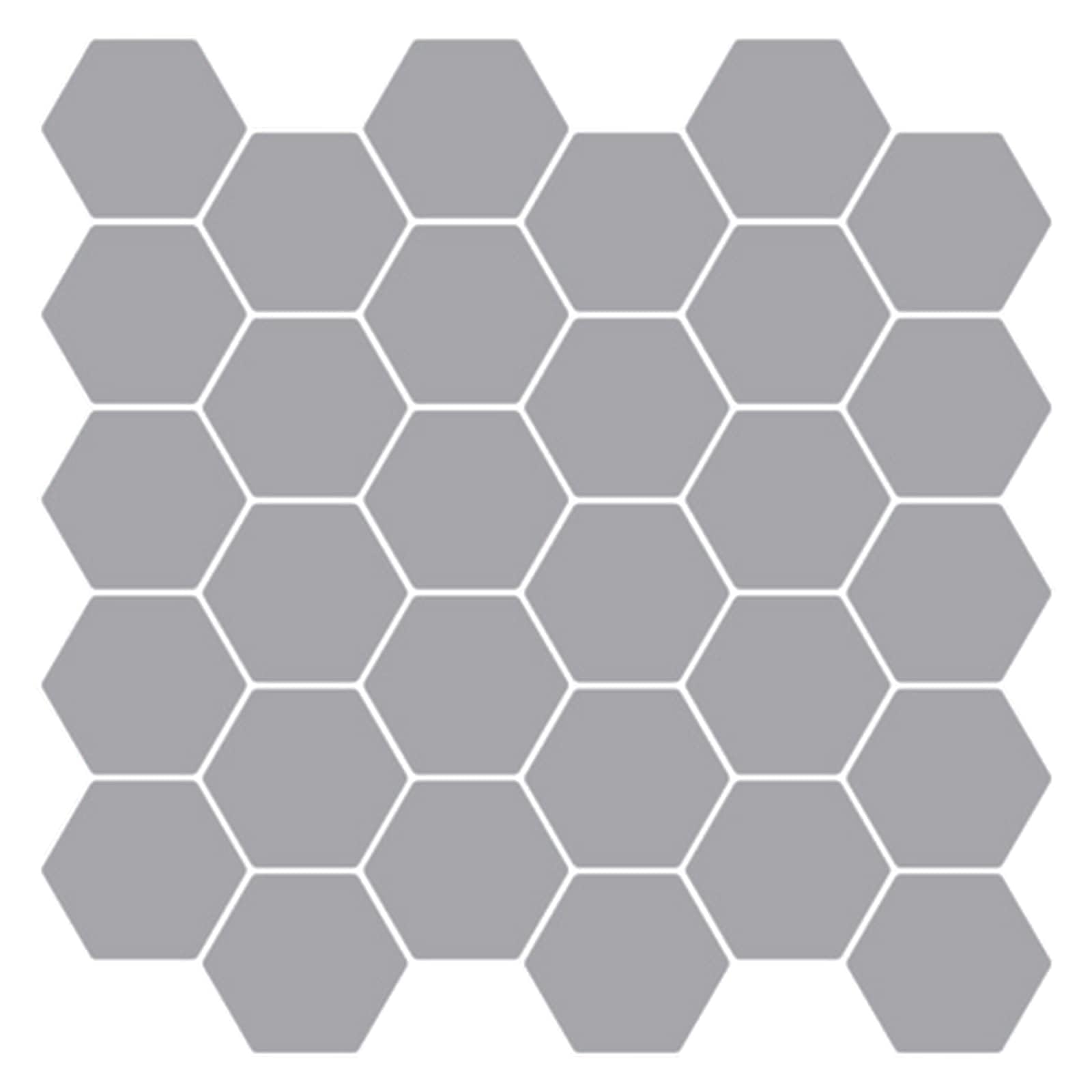 Sechseckige Fliese 10 Stk Grau 30x30cm Polyurethan PET | Selbstklebend, zuschneidbar, für Küche und Bad, pflegeleicht mit feuchtem Tuch
