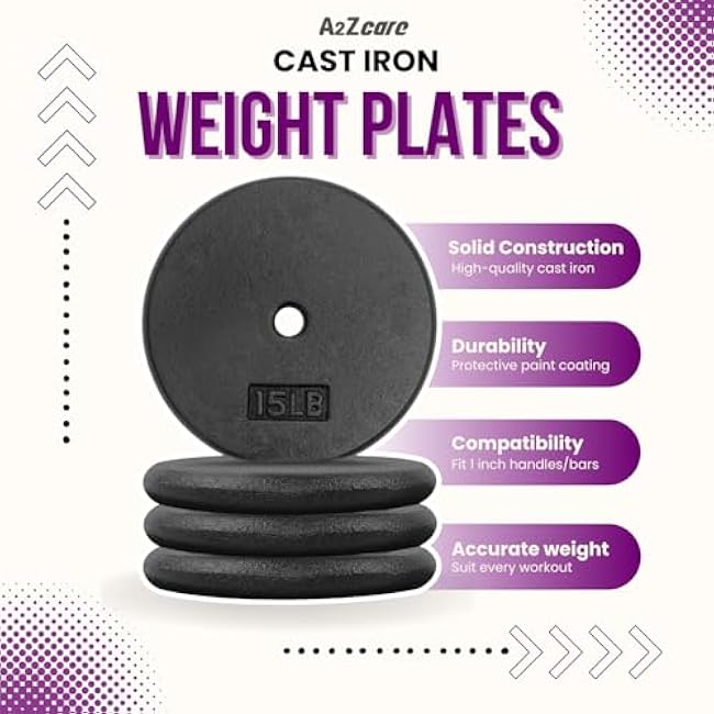 A2ZCARE 1-Inch Standard Weight Plates - Cast Iron Dumbbell Plates