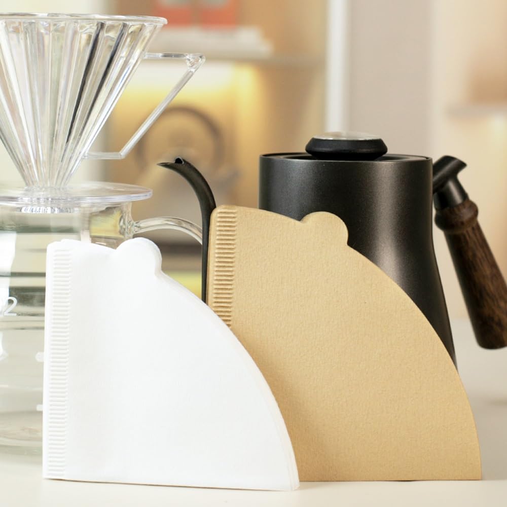 400 piezas de papel de filtro de café - tamaños 01, 02, papel de filtro de café de natural, a prueba de fugas, adecuado for preparar café a mano(Brown 400pcs,V01(1-2 servings))