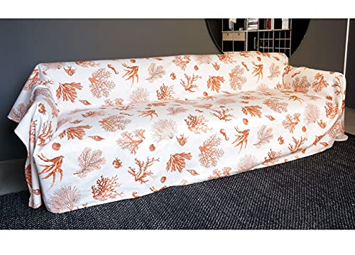 Colcha sofá granfoulard algodón protector cama 1 plaza naranja 2