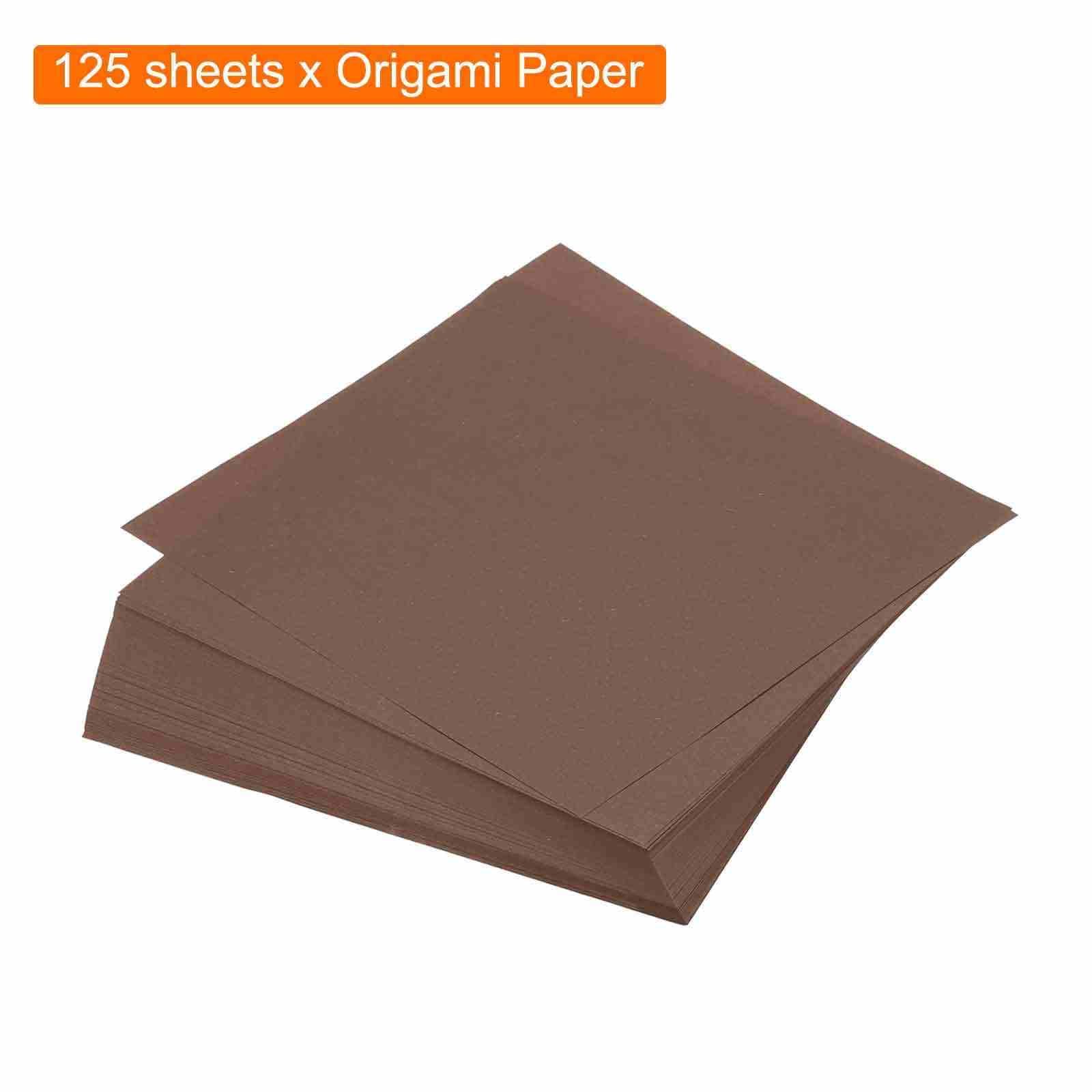 MECCANIXITY 125 hojas de papel de origami de doble cara de 15 x 15 cm, hoja cuadrada para proyectos de manualidades, principiantes, decoración de regalos, marrón