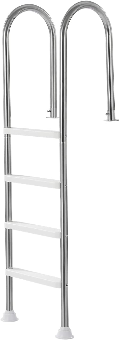VEVOR Swimming Pool Ladder, 4-Step Double Handrails Stairs with Non-Slip Heavy Duty Steps, Stainless Steel Load Capacity 265 lbs, for 54 in Inground Pools with Mounted Deck Board Indoor & Outdoor