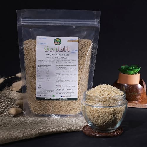 Image of GreenHabit Barnyard Millet Flakes 2 KG - Nutritious and Gluten-Free Millets Cereals a.k.a sanwa Poha- High Fiber Breakfast - (Barnyard millet flakes, 2 kg)