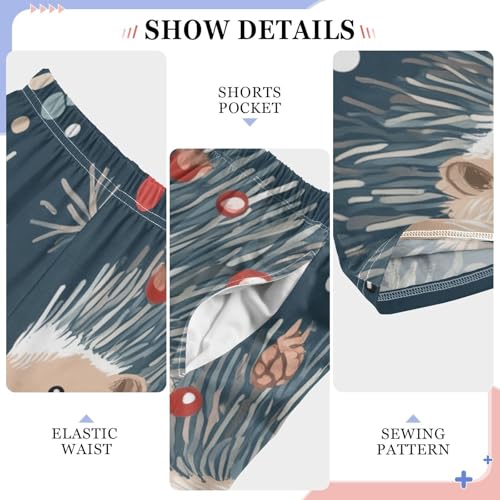 Hedgehog Pine Cone Boys Long Pants Soft Trousers Elastic Waist Kids Lounge Bottoms with Pockets S-XL4