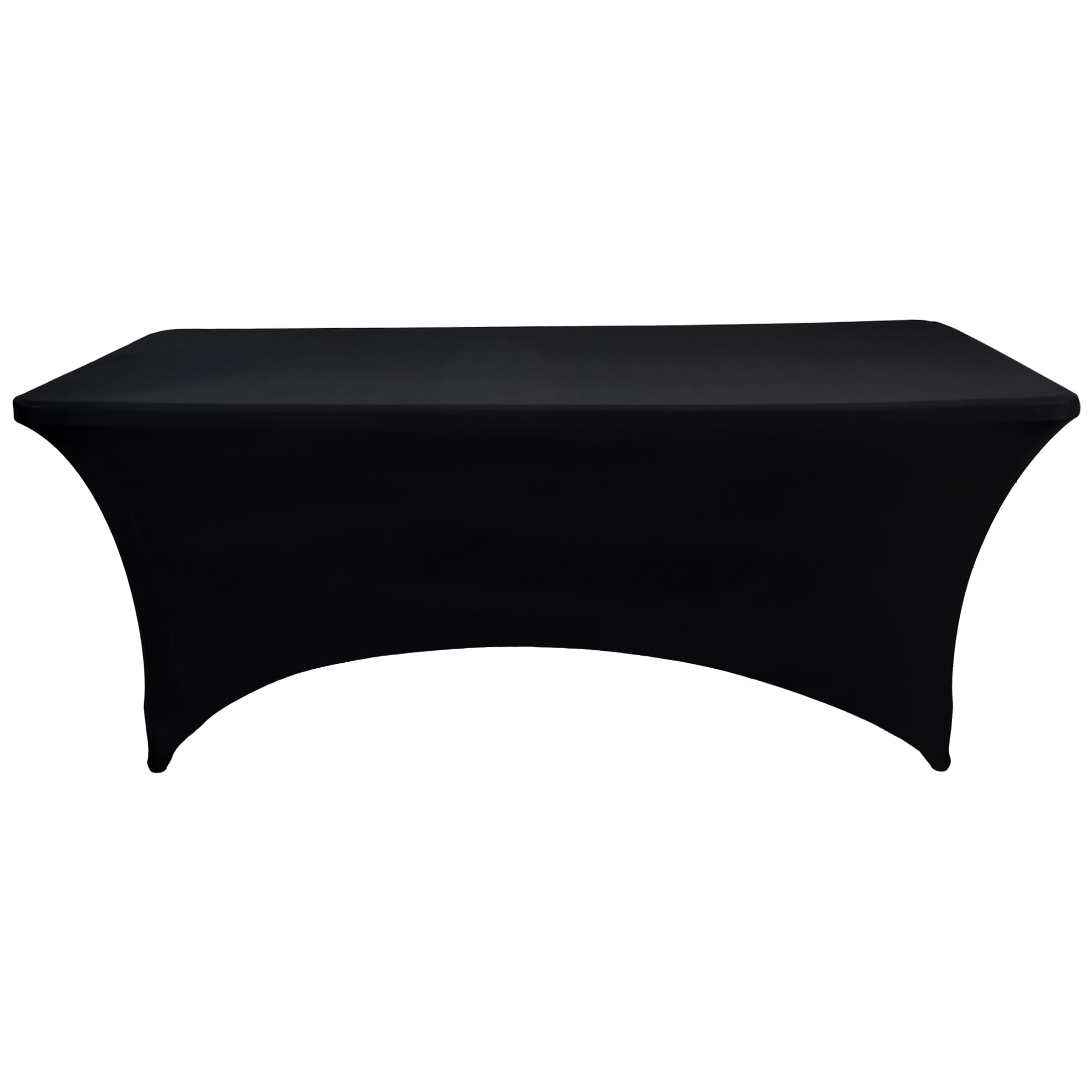 2-Pack 6ft Black Spandex Table Covers for Rectangle Standard Folding Tables - Wrinkle Resistant Stretch Tablecloths - Ultimate Fitted Table Protector for Parties, Trade Shows, Banquet