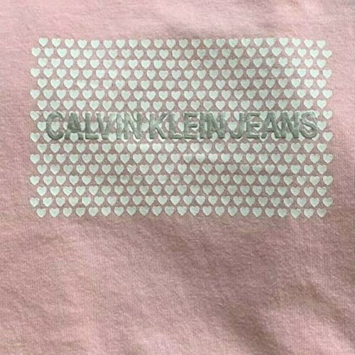 Image of Calvin Klein Girls' 2 Pack Short Sleeve Graphic Logo Tees, Med Grey HTR /Candy Pink, Medium (8 /10)