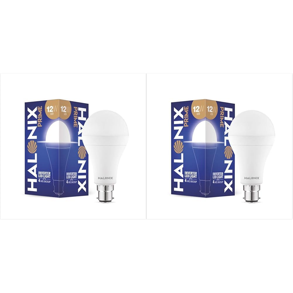 Halonix Prime 12W B22D Inverter Rechargebale Emergency Led Bulb (Pack of 2, White)-image-8