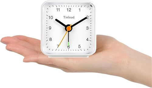 Miniatura 4 de Reloj despertador de viaje analógico clásico con función de repetición y luz, tamaño compacto, movimiento de cuarzo silencioso, alarma Crescendo,