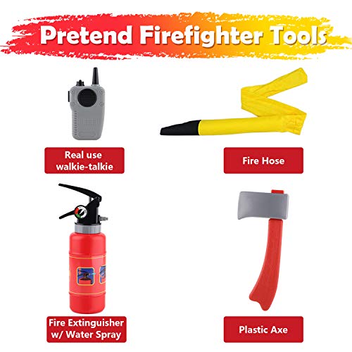 iPlay, iLearn Kids Fire Chief Costume, Halloween Fireman Dress Up Set, Fire Fighter Outfit, Pretend Role Play Firefighter Gifts for 3, 4, 5, 6 Year Old Toddler