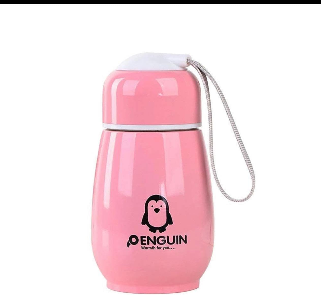 Penguin Insulated Water Bottle, Pink, Compact Lightweight Design with Secure Lid, for Travel, School, and Office 300 ml