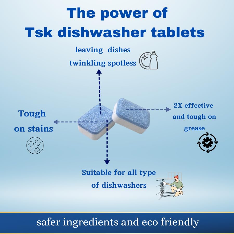Image of Dishwasher Cleaner Tablets - 30 Count | Lemon Fresh Scent | Deep Cleaning Removes Grease, Stains, Odors & Limescale | Eco-Friendly, Biodegradable & Safe for All Dishwashers