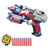 Techcity Big League Blaster Gun Captain America Foam Darts Toy Gun with 10 Refill Foam Bullet Darts and Dart Board Handgun Toy for Kids