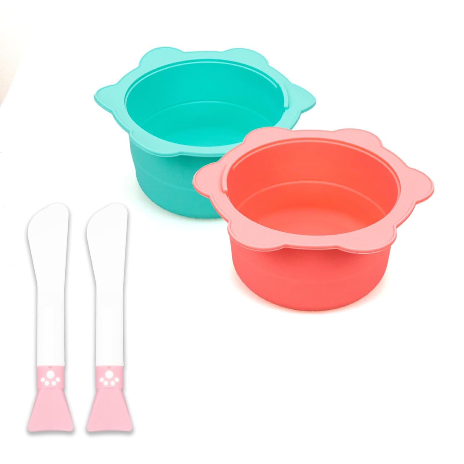 2Pcs Silicone Wax Warmer Pot Set, Waxing Replacement Bowl with Silicone Spatulas, Reusable Waxing Container for Hair Removal.
