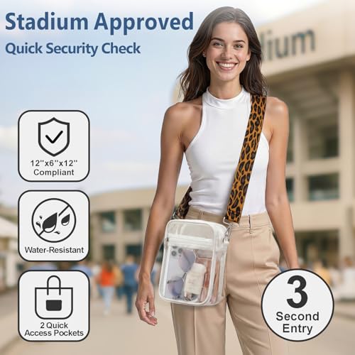 Image of PACKISM Clear Bag for Stadium Events - Clear Purses for Women Transparent Crossbody Messenger Bag for Concerts Game Day