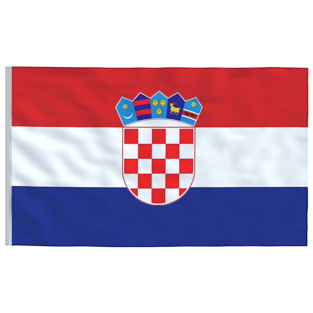 Mangloder - Bandera croata telescópica de aluminio, 5,5 m de altura, 90 x 150 cm, poliéster, con casquillo de suelo, ojales y accesorios de montaje para jardín, terraza, exterior, fiesta y estadio