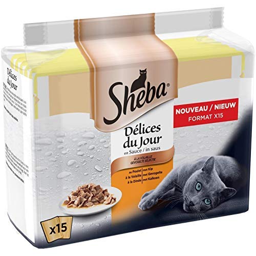 animaux Délices du Jour Sachets Fraicheur en Sauce À La Volaille pour Chat 15 Sachets - Lot De 3 - Offre Special