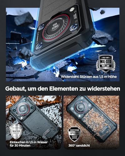 OUKITEL WP36 Outdoor Handy Ohne Vertrag mit 128dB Stereo Lautsprecher, 16GB+128GB Smartphone, IP68...