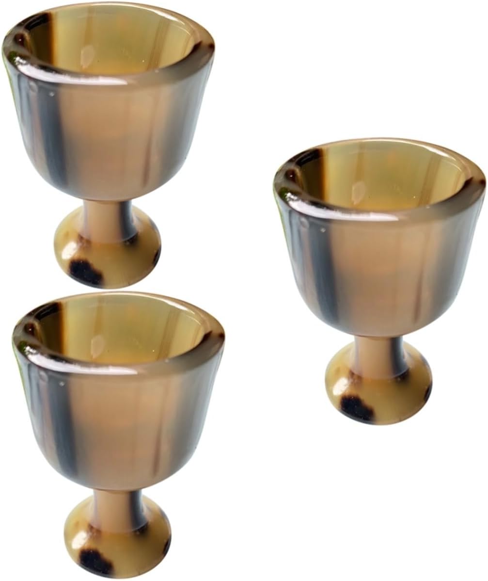 Zerodeko Handmade Horn Goblet Artistic Drinking Cup for Wine Unique Horn Decor for Parties Easy to Carry for Dinner Use and Home Decoration Random Patterns