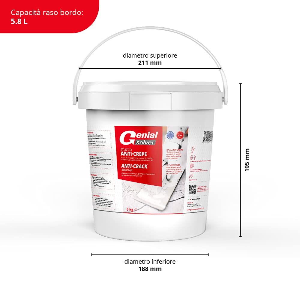 Masilla antigrietas, relleno y reparador para suelos, 5 kg