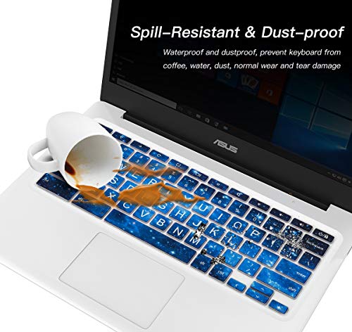 Casebuy Keyboard Cover For Asus Chromebook Flip C434Ta C433Ta 2 In 1 Laptop, Asus C302Ca/C423Na/C425Ta/C433Ta/C434Ta-Dh342T Dsm4T Ds384T C523Na 14" Chromebook, Letters In Upper Case, Blue Stars #TOP5