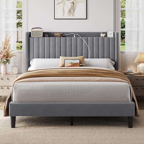 Yaheetech Queen Bed Frame with USB Charging Station and Storage