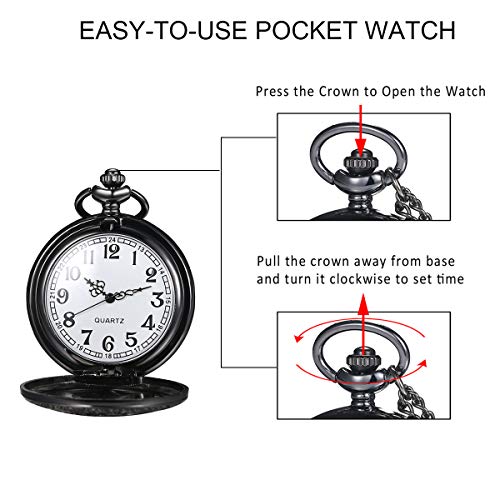 Image of JewelryWe Bronze Flower Pocket Watch: Retro Vintage Pendant Watch with Openwork Cover and 32.3 Inch Chain - for Men Women Daily Wear and Gift Giving