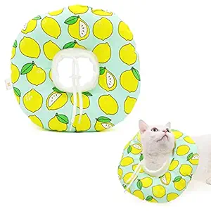 Qpets Cat Cone Collar Comfy & Soft Stuffed PP Cotton Adjustable Size Machine Washable, After Surgery for Anti-Licking Dog E Collar,Surgery Recovery Collar for Pet (M:16-29cm)