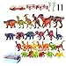 JIAMIAN 46 Pcs Dinosaure Jouet, Calendrier De L'avent, Dinosaure Figurine Avec Tapis De Jeu Et Arbres, Et Boite De Rangement, Compris T-Rex, Tricératops