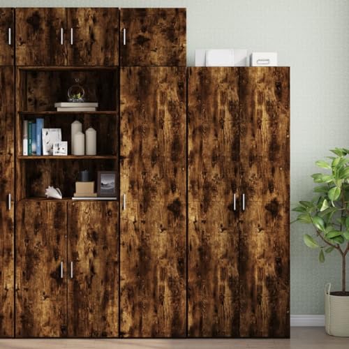 Homgoday Armario Estrecho Madera ingeniería Roble Ahumado 45x42,5x225 cm, Mueble Columna de Baño, Mueble Baño, Armario Baño, Armario Alto Estrecho, Armario Multiusos, Estanterías Alto TipoB
