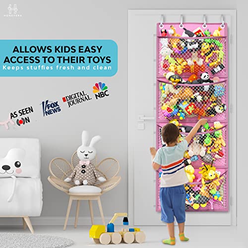 Honeyera Storage for Stuffed Animal - Over Door Organizer for Stuffies, Baby Accessories, and Toy Plush Storage with Breathable Hanging Pockets, Big Girls Chair Toddler Large Bag