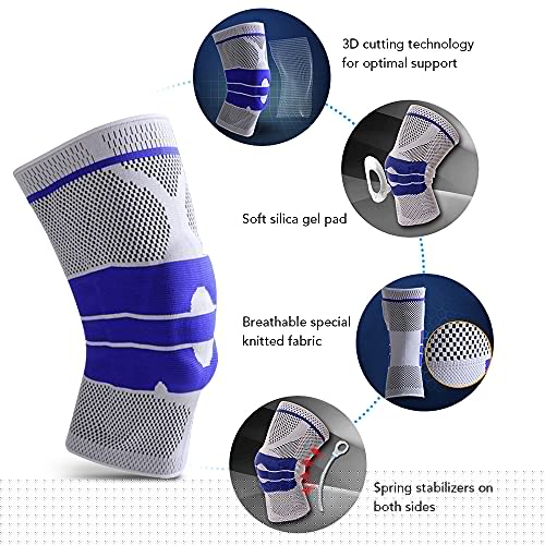 Kiboule Joelheiras Protetor de Joelho com Gel de Silicone e Spring Fitness Protetores de Joelhos Res