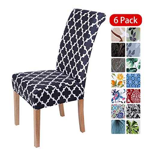 smiry Stretch Printed Dining Chair Covers, Spandex Removable Washable Dining Chair Protector Slipcovers