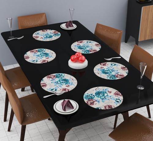 Image of LaVichitra Cotton Table Placemat | Dining Table Mat | Bed Side Table Mat | Cotton Round Shape Placemats | Washable PlaceMat for Shelves & Plant Pots - Pack of 6, Blue Rose