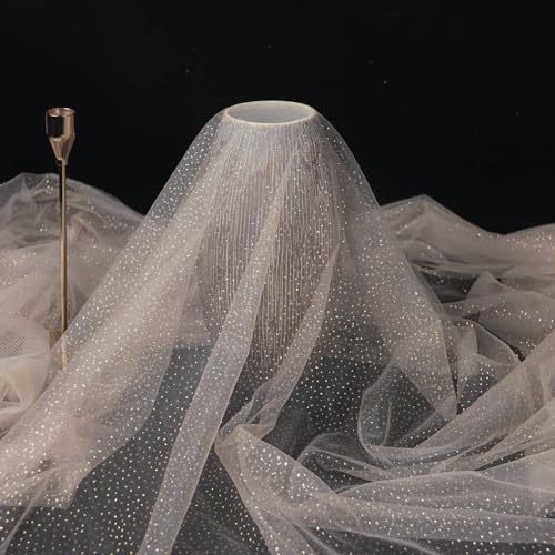 Premium Champagne Glitter Tulle Fabric - 60" x 8 Yards Sequin Sheer Rolls for Elegant Wedding Decor, Bridal Veils, and DIY Crafts 8 Premium Champagne Glitter Tulle Fabric - 60" x 8 Yards Sequin Sheer Rolls for Elegant Wedding Decor, Bridal Veils, and DIY Crafts - Image 7