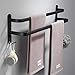 SONGHONG Porte Serviette Murale - Porte Serviette Salle De Bain sur Pied Aluminium Serviette Double Barre Porte-Serviettes Noir Mat Porte-Serviettes avec Et Design Deux Crochet sans Rouille,30cm