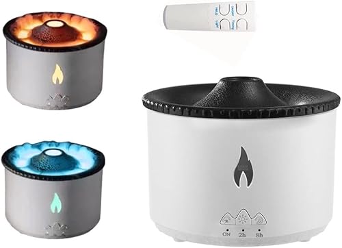 Actualizado - Humidificador de volcán de 2 colores con control remoto - Envío desde Estados Unidos - Difusor de volcán Humidificador de llama y