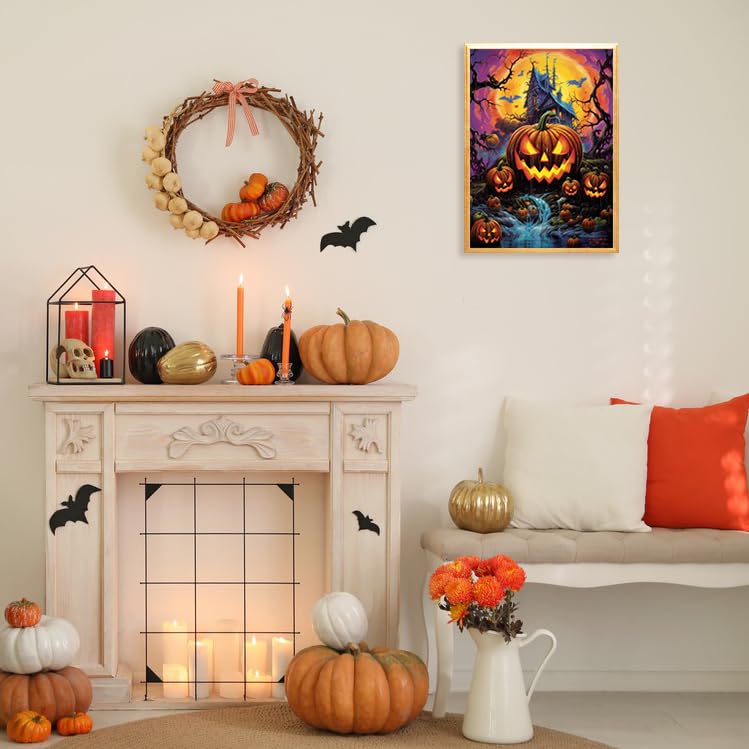 QENSPE Diamond Painting Herbst Kit - 5D Diamant Malerei Kürbis Motiv 30x40cm