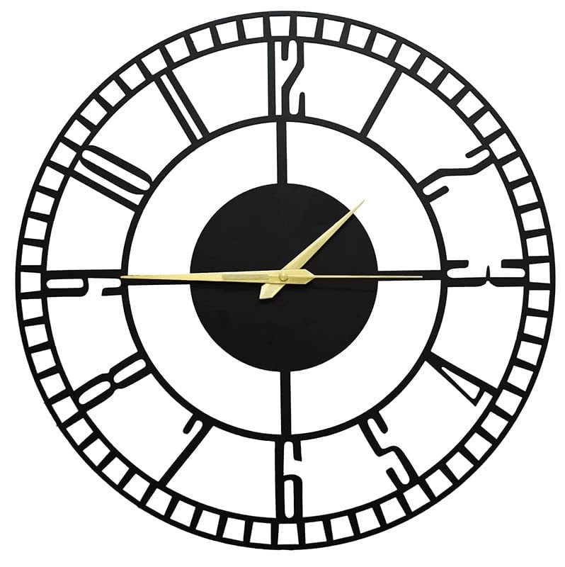 Image of Stylish Metal Wall Clock for Living Room, Bedroom, Office, Kitchen, Home and Hall | Antique Fancy Big Size Modern Wall Watch for Home Decor (Style-2, 60 CM)