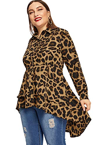 Romwe Women's Plus Size Leopard Print 