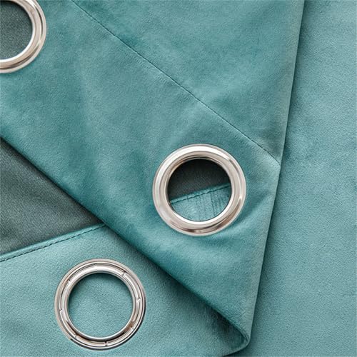 Treer Velours Rideaux Occultant pour Salon, Rideau à Oeillet Isolants Thermiques Anti Froid Moderne Rideau de Fenêtre Lot de 1 pour Chambre Cuisine (Turquoise,W132 x...