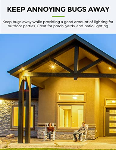 Image of L LOHAS LED Yellow Bug Light Bulbs Outdoor, PAR38 LED Flood Light Outside | 150-200W Equivalent 2000K Non-Attracting, 15W 1100LM Non-Dim Amber Porch Lights, E26 Base for Patio, Backyard, Party 2 Pack