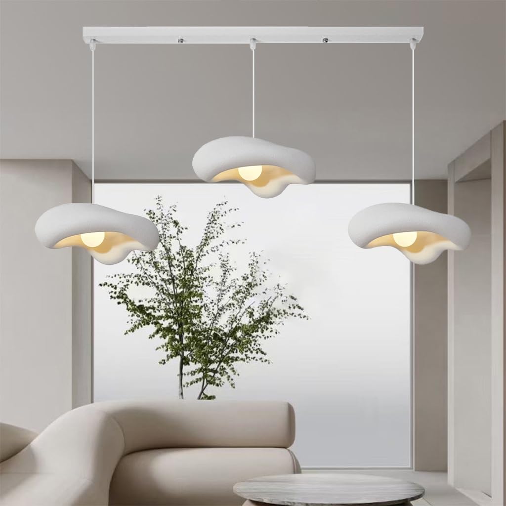 TMKOO 3 Bulb Creative Wabi Sabi Pendant Light Cloud Shape E27 Ceiling Lamp White Irregular Design Adjustable Hanging Lamp Island Lighting Modern Indoor Decoration(B,4 * 40CM)