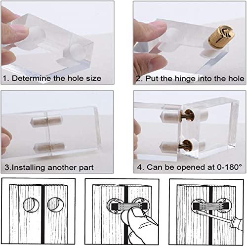image for MEZOKUCEL 4 Pcs Hidden Brass Barrel Hinges, Concealed Box Hinges Invis