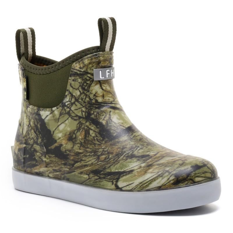 Image of Mens Deck Boots, Saltwater Fishing Booties Rubber Waterproof Ankle Rain Boots, High-performance Footwear Chelsea Boots for Gardening Fishing Boating Camping Sailing